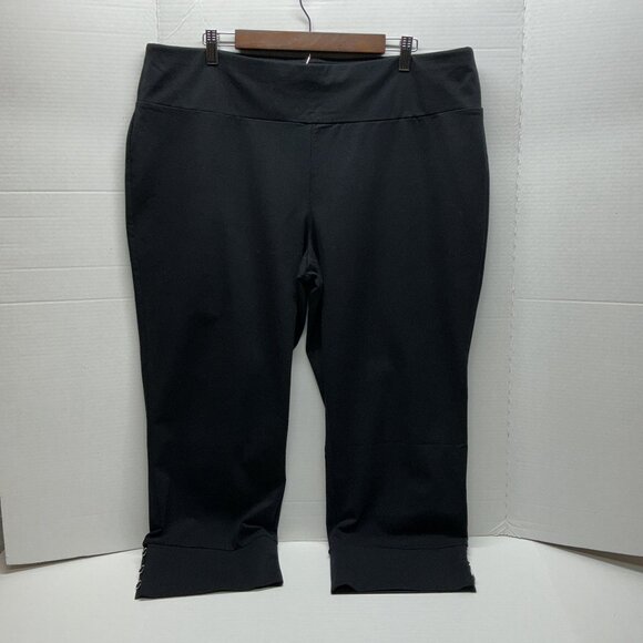 XL PANTS Premium Stretch Crop Pants w/ Trim BLACK NICE! A374111 - Picture 1 of 9